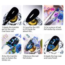 Mtssii 7ML Transfer Foil Gel Nail Polish, UV/LED Cured Clear Transfer Gel, For Nail Art Foil Stickers & Decals, Quick Transfer Pattern, Long Lasting, Salon Quality, Easy To Use For Home DIY Manicure & Nail Art LED Lamp Required - Clear - View 9