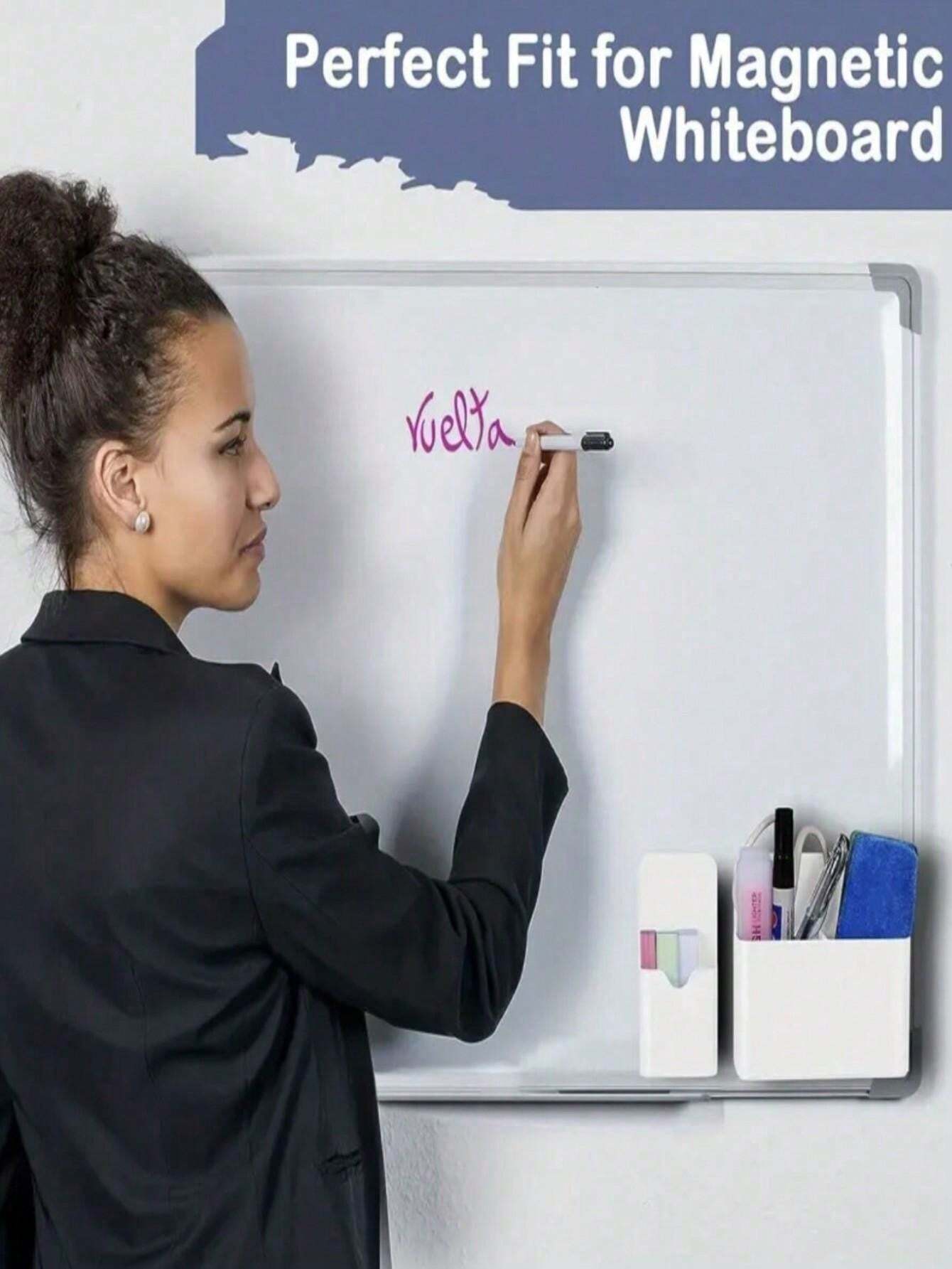 FYBlossom Porte-Stylo Magnétique Pour Tableau Blanc – Lot De 2 Organisateurs De Bureau En Métal, Super Adhésif, Idéal Pour Crayons, Marqueurs Et Accessoires (Blanc)