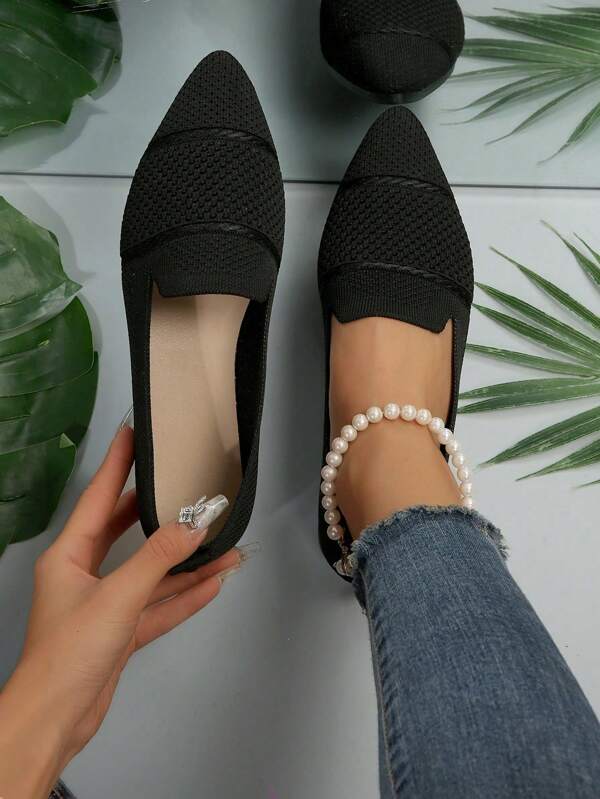 Women's Flat Woven Slip-On Pointed Toe Casual Summer Loafers