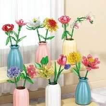 Conjunto de juguetes de bloques de construcción para ensamblar un ramo de flores con rosas, regalo de cumpleaños para la decoración del día de San Valentín - Hermanos Lele-Huazhi 9094-12 - Ver 4