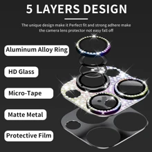 1 miếng dán trang trí bằng đá Rhinestone chống trầy xước bảo vệ camera điện thoại di động tương thích với iPhone Quà tặng sinh nhật, gia đình, bạn bè Pha lê lấp lánh, bảo vệ ống kính, phụ kiện điện thoại - Multicolor - Xem 4