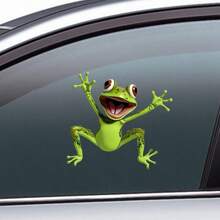 1pc Vibrant Green Frog Decal – Amusing Jumping Design – Durable Adhesive Sticker For Laptops, Water Bottles, Phones, Cars, Trucks, Motorcycles, Windows