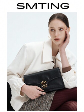 SMTING Classic Small Square Flap Envelope Bag, 2024 Minimalist Large Capacity Shoulder Bag, Professional Women Handbag For Work, Dating, Gathering