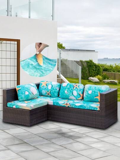 1pc Pelis Patterned Mexican Style Printed Outdoor Sofa Cover, Removable Elastic Polyester Couch Cover, Patio, Backyard, Garden, Poolside Sofa Protective Cover