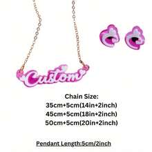 Bộ 2 dây chuyền và hoa tai tên Acrylic tùy chỉnh, Bộ trang sức tên Acrylic tùy chỉnh, E Heart Double Color. Dây chuyền tên cá nhân, Bộ hoa tai tên cá nhân, Quà tặng trang sức bất ngờ cho Ngày của Mẹ - hồng trắng - Xem 8