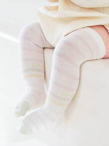 3 Cặp/gói Tất Cao Đến Đầu Gối Cho Bé, Tất Lưới Chống Muỗi Siêu Mỏng Thoáng Khí Mùa Hè Có Còng Chống Trơn Trượt Cho Bé Trai Và Bé Gái (0-6M)(6-12M)(1-2) Tuổi - Nhiều màu - Xem 5
