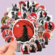 50 peças Adesivos de Grafite de Samurai de Desenho Animado para Notebook DIY, Telefone, Tablet, Capacete, Guitarra, Decoração de Bagagem