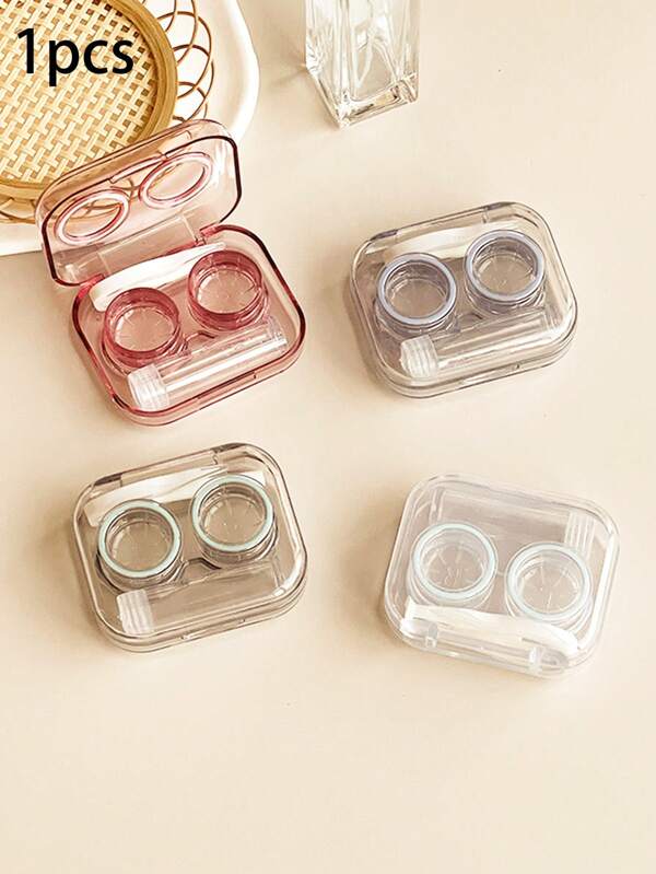 4pcs Transparent Portable Mini Simple Tool Storage Box, Contact Lens Dual Box Without Twisting Cover Eye Contacts Contact Lenses For Eyes Colored Contacts Valentine's Day Halloween