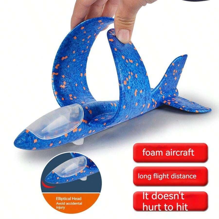 Avión De Juguete Con Motor De Goma Y Lanzamiento – Planeador De Espuma Para Exteriores, 51x44 Cm – Ideal Para Playa, Parque Y Patio