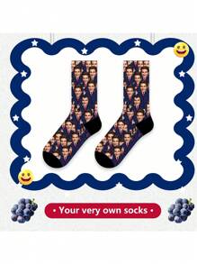 Tất in hình mặt người (1 đôi), tất cổ cao dành cho nam, có thể in bất kỳ khuôn mặt nào lên tất, những chiếc tất cá nhân hóa ngộ nghĩnh với hình ảnh những người đàn ông đẹp trai hoặc phụ nữ xinh đẹp, hoặc ảnh toàn thân, thích hợp làm quà tặng Ngày Valentine, sinh nhật và các dịp khác. - Nhiều màu - Xem 4