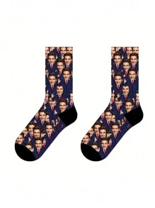 Tất in hình mặt người (1 đôi), tất cổ cao dành cho nam, có thể in bất kỳ khuôn mặt nào lên tất, những chiếc tất cá nhân hóa ngộ nghĩnh với hình ảnh những người đàn ông đẹp trai hoặc phụ nữ xinh đẹp, hoặc ảnh toàn thân, thích hợp làm quà tặng Ngày Valentine, sinh nhật và các dịp khác. - Nhiều màu - Xem 6