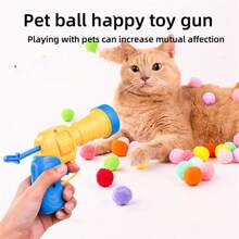 Cat Toy Plush Ball Launcher Mimi Hairball Catapult Cat Toy Gun Pet Toy Ball (30 Balls Free)(The Color Of The Gun Is Random) - Multicolor - View 1
