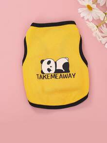 1pc Cartoon Printed Pet Top, Cute Breathable Sports Clothes For Dogs And Cats With Little Bunny, Panda Or Bear Patterns - Yellow - View 9