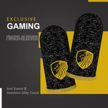 1 Par de Luvas de Ponta de Dedo para Jogos de Leão Prata/Fibra de Carbono para Jogadores, à Prova de Suor, Antiderrapante, Sensível ao Toque da Tela, Manga de Dedo Sedosa, Lisa e Respirável para Jogos, Cozinha, Banheiro, Casa, Fornecedores Domésticos