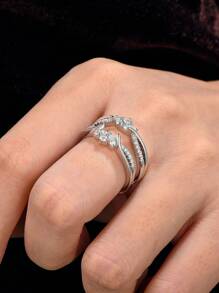 AIHUASI 1pc 925 Sterling Silver Women's Crown Guard Ring Round Cut Cubic Zirconia Enhancers For Engagement Ring Exquisite Wedding Fine Jewelry Gift - Silver - View 8