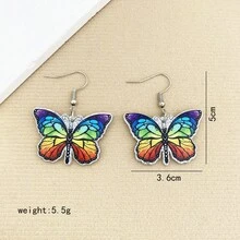 1 Đôi Bông Tai Acrylic Màu Hoạt Hình Mặt Trăng Kiêu Hãnh Cho Nữ, Hoàn Hảo Cho Ngày Lễ - Loại bướm - Xem 5