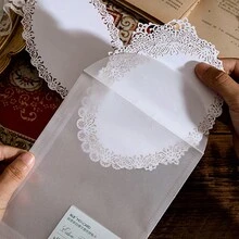 MOCARD 6 件/包镂空蕾丝剪贴簿纸、DIY 装饰底纸、节日礼物、手工拼贴材料、定制剪贴簿规划文具用品 - 白色 - 查看 6