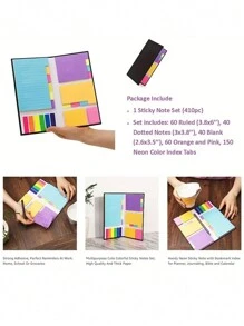 410 Blatt/Set Haftnotizen Set, Schulmaterial, Büromaterial, Planer Notizteiler Tabs, Buchnotizen, Haftnotizen, Schüler Rückkehr zur Schule Materialien Kunstmaterial