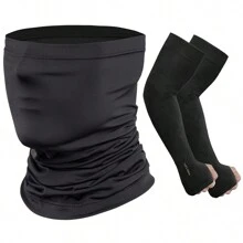 Mangas de brazo refrescantes con protección UV para hombres, máscara facial, manga larga con protección solar para ciclismo, voleibol, entrenamiento, guantes blancos, calentadores de brazo, atuendos de otoño, disfraces de Halloween, mangas negras, regalos para hombres