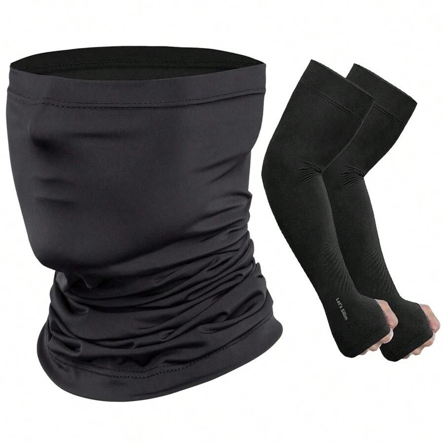 Mangas de brazo refrescantes con protección UV para hombres, máscara facial, manga larga con protección solar para ciclismo, voleibol, entrenamiento, guantes blancos, calentadores de brazo, atuendos de otoño, disfraces de Halloween, mangas negras, regalos para hombres