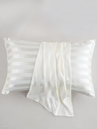 غطاء وسادة مخطط بإغلاق مغلف ، غطاء وسادة ناعم بملاءة الغلق لغرفة النوم وغرفة الضيوف،2 قطعة بوزن 90 جم / مربع، بدون نواة وسادة