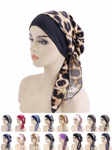 1pc Women Multi-Color Printed Silk Scarf, Multifunctional Headband Cap Sleep Cap, Elastic Milk Silk Wrap Design, For Daily Outing, Body Care, Anti-Hair Loss Sleep Cap, Etc.