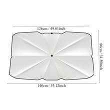 Car Sunshade, Front Windshield Retractable Sun Shade, Heat Insulation, Umbrella Style - Silver - View 5