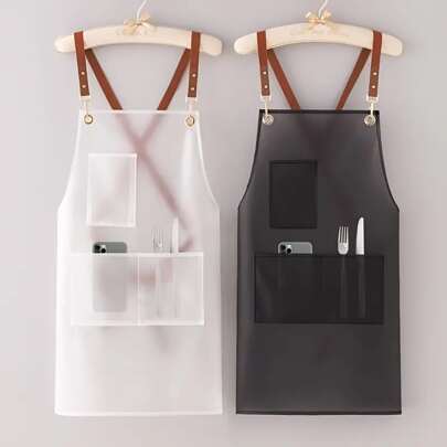 1 件可调节 TPU 围裙带口袋 - 男女通用、防水、透明、易于清洁、适合烹饪、烧烤和发型设计、厨房、浴室、家庭、家居供应商