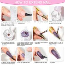 Ensemble de 8 pièces de poudre et de liquide acrylique pour ongles de 10 ml, rose, blanc, transparent, kit professionnel d'art acrylique DIY pour ongles avec pinceau pour les ongles