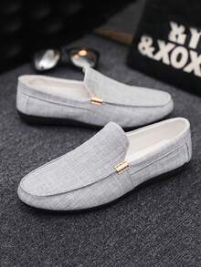 Men's Loafers New Casual Shoes Versatile Moccasins Slip-On Fisherman Shoes Slouchy Shoes Fabric Flat Boat Shoes Men's Shoes Black Formal Shoes Flat Fabric Shoes Flat Slip-On Shoes (Run Small And Narrow, Please Order 2 Sizes Up) - Grey - View 5
