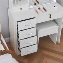 Special Offer Products Large Vanity Set With Power Outlet ,Lighted Mirror Makeup Dressing Table Desk ,6 Drawers With Stool And Drawers USB Port + 2 Plug, Stool Set - One Size - Without USB - View 5