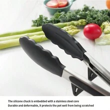 Silicone Food Clip Salad Tongs With Stand For Baking And Cooking - Multicolor - View 7