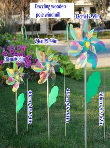 1入彩色DIY玩具風車-幼稚園兒童的絕佳禮物，花園裝飾 - 彩色 - 查看 6