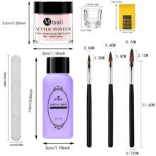 Ensemble de 8 pièces de poudre et de liquide acrylique pour ongles de 10 ml, rose, blanc, transparent, kit professionnel d'art acrylique DIY pour ongles avec pinceau pour les ongles