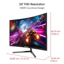 24" Curved 1500R Gaming Monitor 1920x1080 180Hz DisplayPort HDMI-Compatible AMD Freesync Premium Built-In Speakers Machine Black (C248B-FWT168 Series)