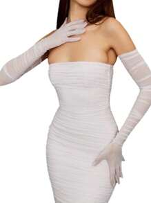 Women's Super Long Stretchy Ruched Mesh Tulle Sheer Gloves Costume Opera Party 1920's Dance Gloves Halloween Christmaswedding Summer - Multicolor - View 5