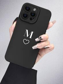 Apple Letter Graphic Phone Case Compatible With IPhone 11,IPhone 13,IPhone 14 Pro Max - Black and White - View 3