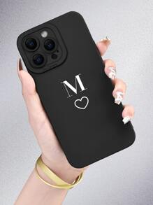 Apple Letter Graphic Phone Case Compatible With IPhone 11,IPhone 13,IPhone 14 Pro Max - Black and White - View 4