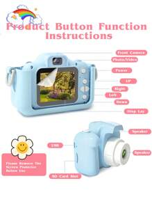 Reletech Digital Small SLR Camera, High-Definition Camera, Cartoon Cat Mini Photo And Video Camera, No Card Reader