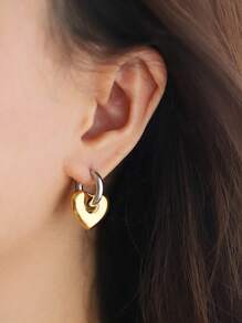Pendientes con forma de corazón de acero inoxidable, a prueba de agua, en color oro vintage y plata, ideales para uso diario, San Valentín, mamá, madre, Día de la Madre, regalo