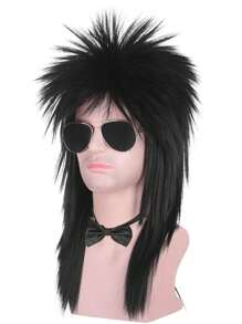 Morvally Parrucche cosplay unisex per capelli lunghi neri stile anni