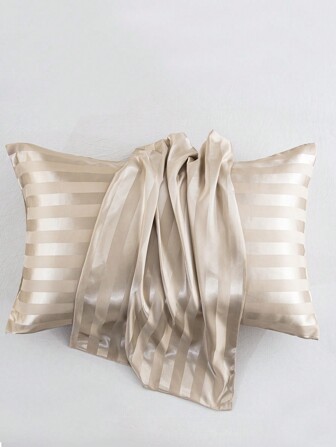 2入組90gsm條紋枕套，柔軟的信封式枕套，適用於臥室、旅館，不含內芯