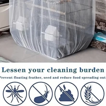 1pc Universal Bird Cage Cover 360 Degrees Covering Bird Cage Mesh Net Elastic Birdcage Cover Soft Bird Seed Guard Skirt For Home Bird Cage Cover Shell Skirt Net Easy Cleaning Seed Catcher Guard Bird Cage Airy Mesh Parrot Bird Cage Net - Multicolor - View 7