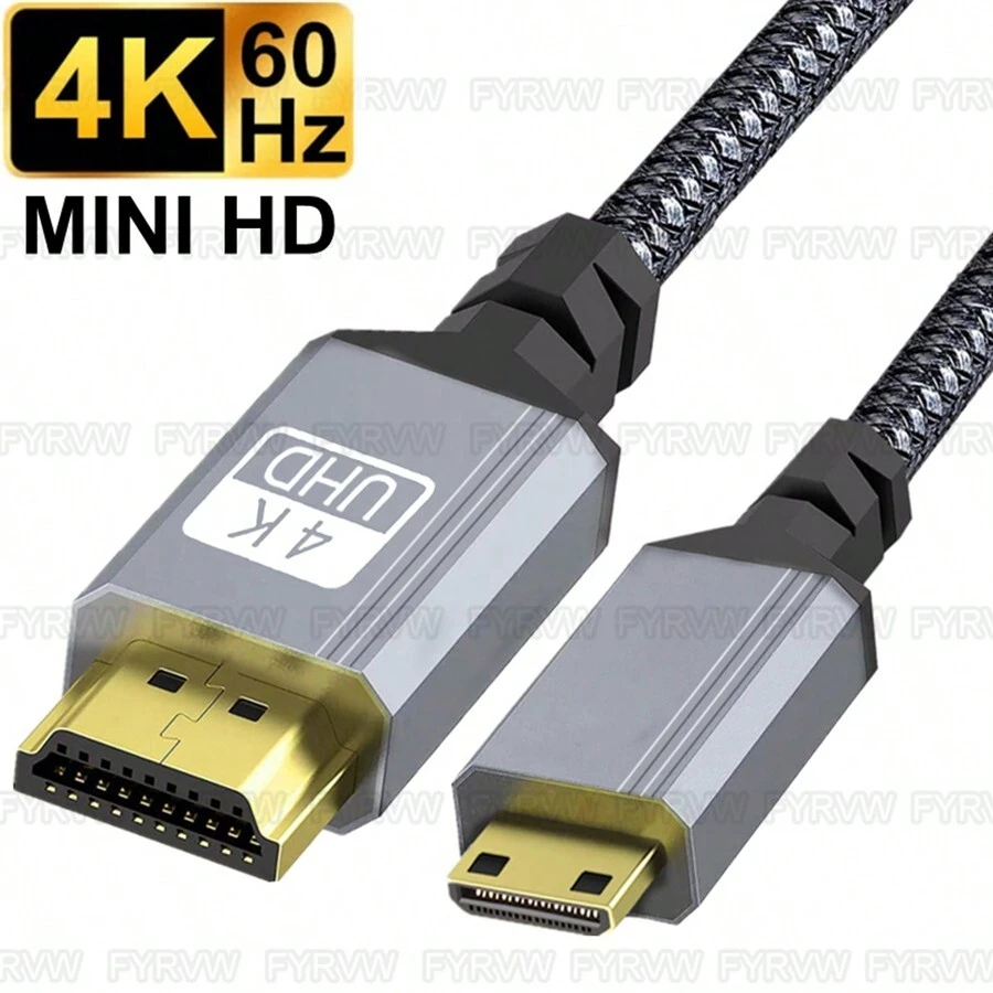 Mini HD To HDTV Cable Bidirectional 4K 60Hz For Hero Raspberry Pi Camcorder HDTV Projector Camera Mini HD To HDTV Cord - Grey - View 1