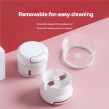 廚房迷你手持式大蒜切碎機，肉切碎器，辣椒/薑/大蒜泥搗碎機 - 白色 - 查看 3