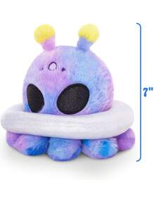 1pc Multi-Color Cartoon Green Alien Plush Toy Doll With Purple UFO, Cute And Creative Stuffed Alien Pillow,Home Decoration