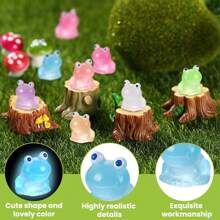 20pcs Luminous Mini Resin Frog Micro Landscape Ornaments, Little Small Frogs Glow In The Dark Tiny Resin Frog Figures Bulk For DIY Dollhouse Decor Micro Fairy Garden Landscape Aquarium Toys - Multicolor - View 3