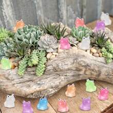 20pcs Luminous Mini Resin Frog Micro Landscape Ornaments, Little Small Frogs Glow In The Dark Tiny Resin Frog Figures Bulk For DIY Dollhouse Decor Micro Fairy Garden Landscape Aquarium Toys - Multicolor - View 5