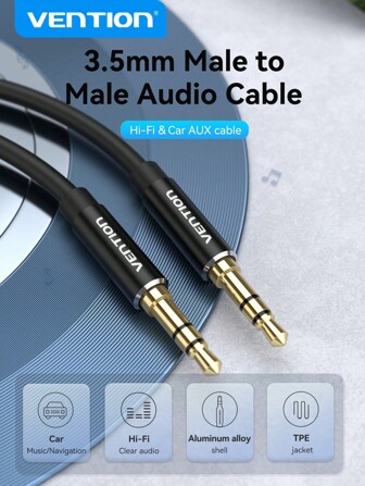 Vention Auxケーブル 3.5mm ステレオオーディオケーブル Trsプラグ ヘッドホン スピーカー Pcなどに対応 ゴールドメッキメスメスプラグ 伝送安定性抜群