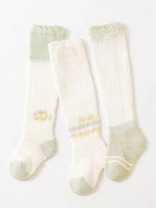 3 Cặp/gói Tất Cao Đến Đầu Gối Cho Bé, Tất Lưới Chống Muỗi Siêu Mỏng Thoáng Khí Mùa Hè Có Còng Chống Trơn Trượt Cho Bé Trai Và Bé Gái (0-6M)(6-12M)(1-2) Tuổi - Nhiều màu - Xem 1